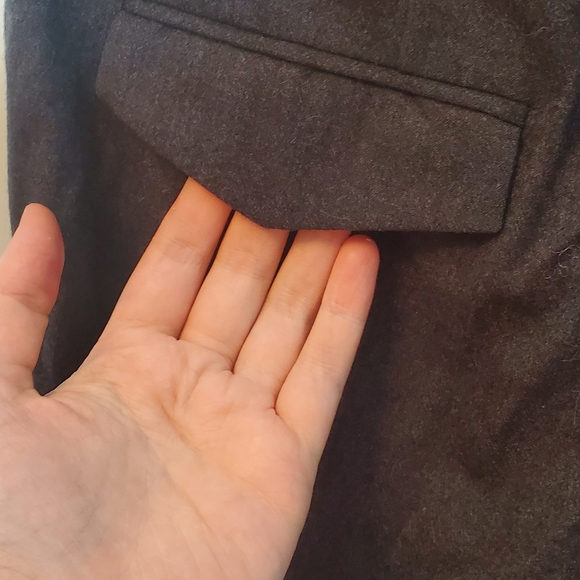 THEORY Charcoal Wool-Blend Mid-Rise Wide-Leg Tailored Dress Pants Size 4 - Picture 9 of 15